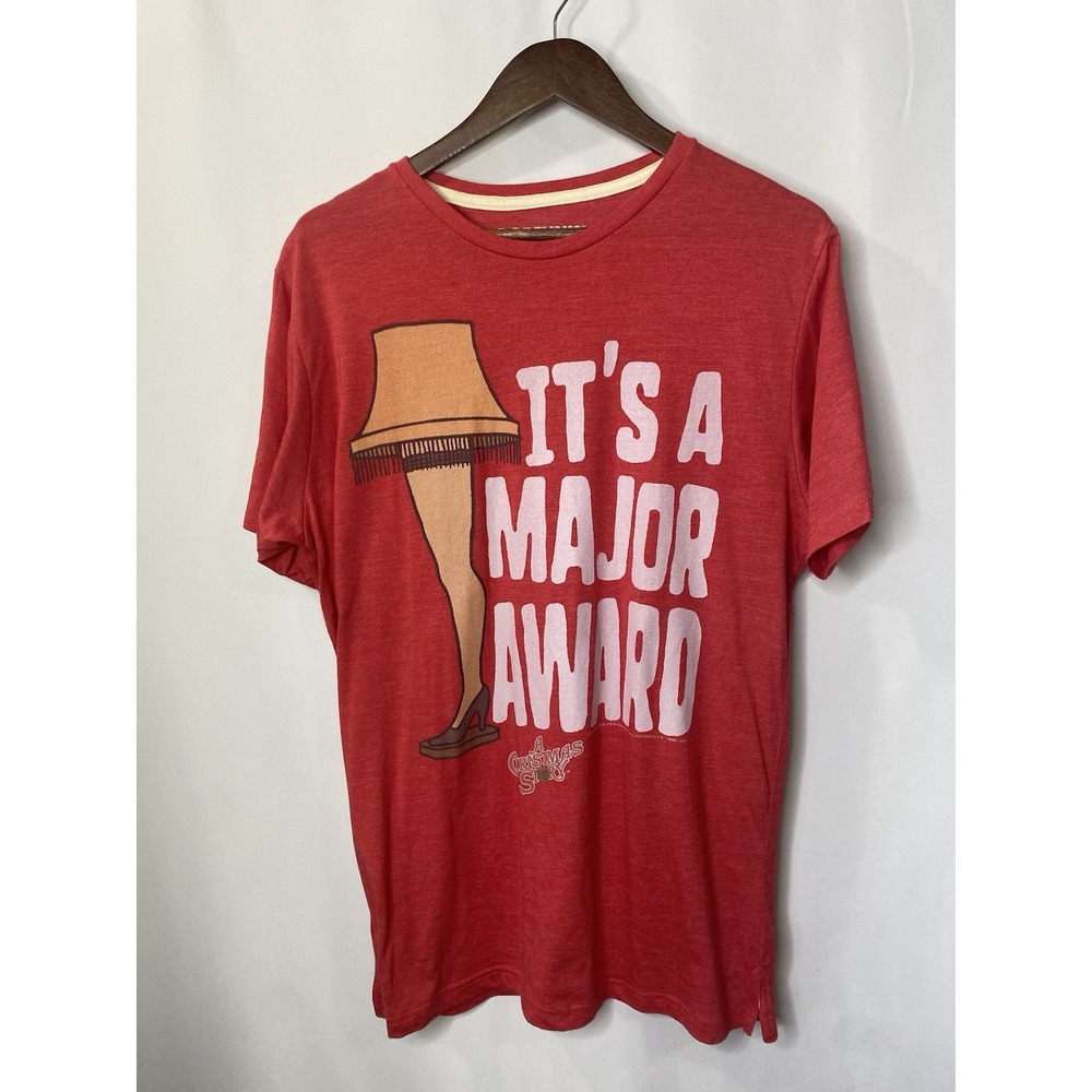 Popfunk Men's A Christmas Story Shirt Size XL It's A Major Award Leg Lamp Red